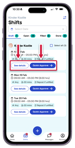 Draft Shifts - single approve